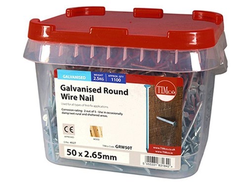 Round Wire Nail Galvanised 50mm x 2.65g 2.5kg