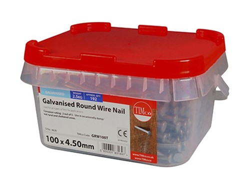 Round Wire Nail Galvanised 100mm x 4.50g 2.5kg