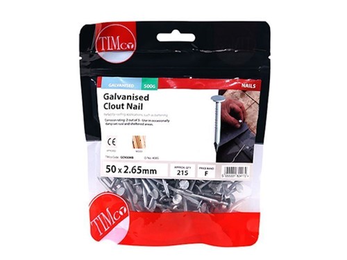 TIMco Clout Nails Galvanised 50mm x 2.65g 500g