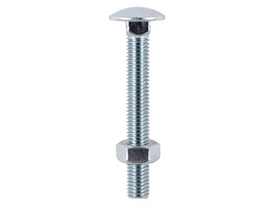 Carriage Bolt & Hex Nut BZP M10 x 100mm Box of 25