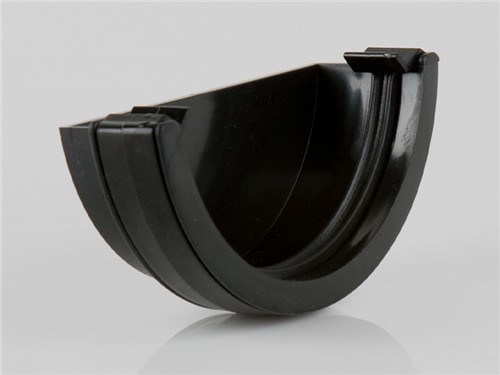 Half Round Gutter External Stop End 112mm - Black