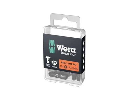 Wera Impaktor 855/1 Pozi bits PZ3x25mm Pack of 10
