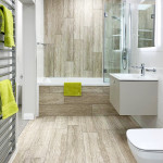 Creative use of floor and wall tiles for a small bathroom