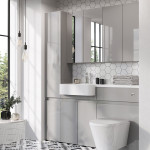 Light grey fitted vanity unit saves space