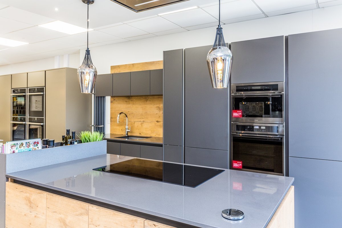 Carbon and Old Wild Oak Kitchen Cabinets from Rotpunkt on Display in Boston