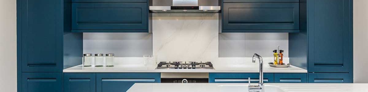 Oxford Blue kitchen units in Turnbulls kitchens showroom Oxford Blue kitchen units in Turnbulls kitchens showroom