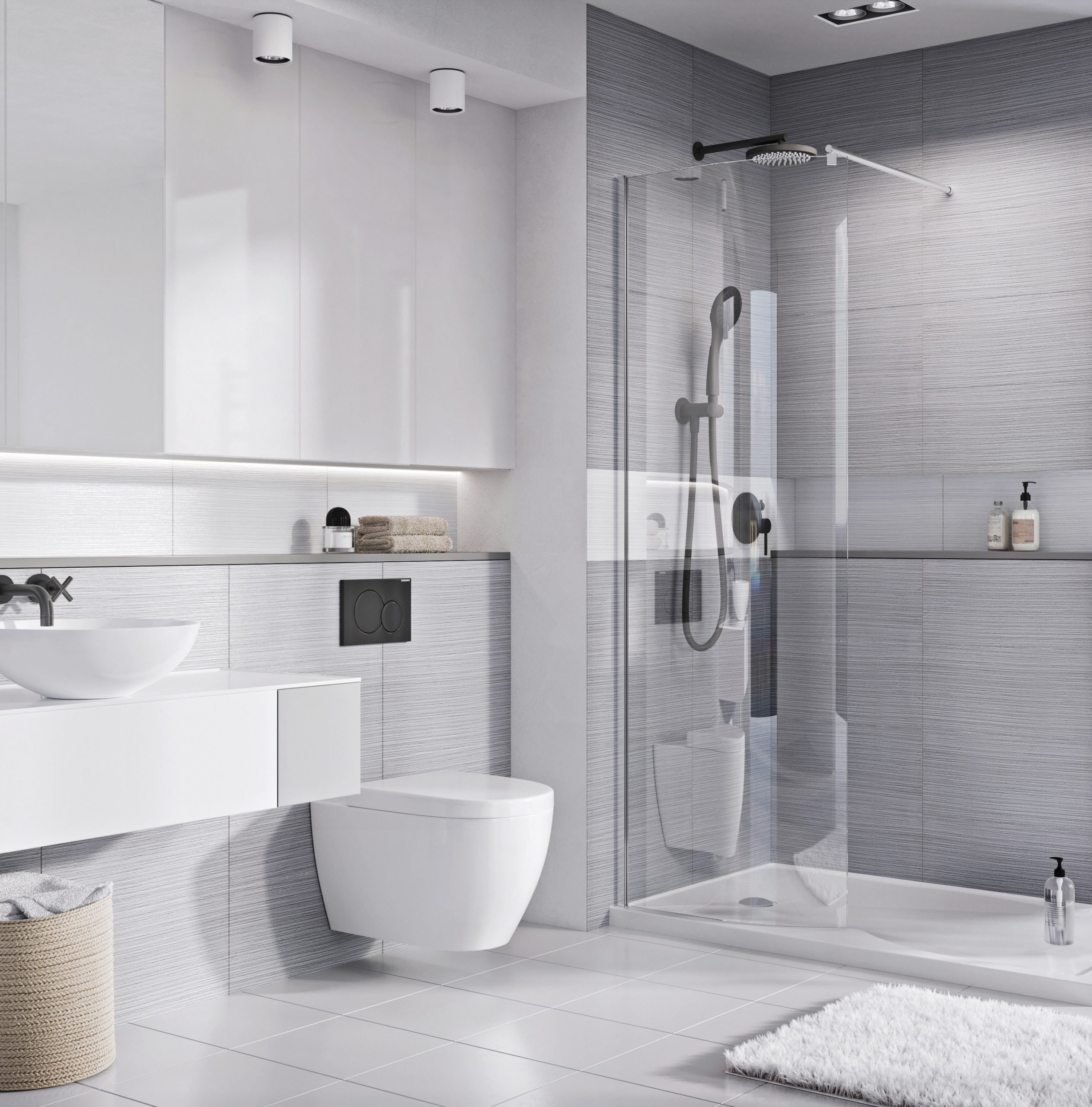 A great idea for a fresh modern grey bathroom