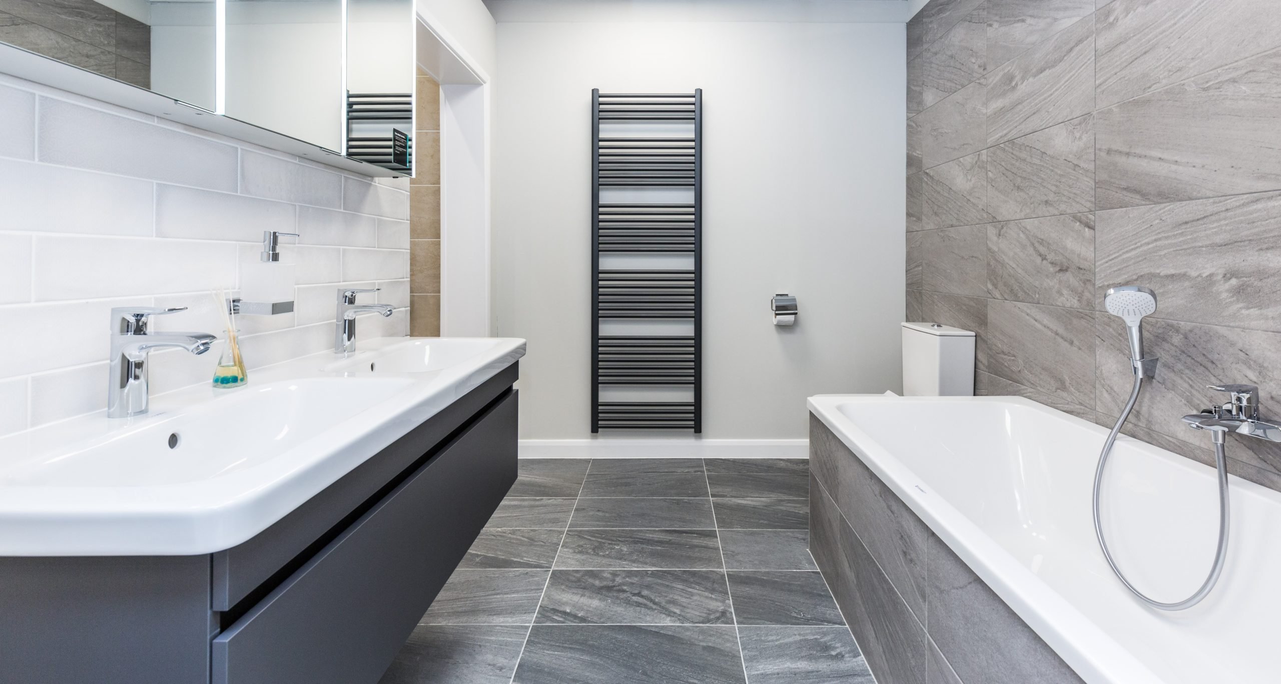 Bathroom Ideas - monochrome bathroom with grey tones