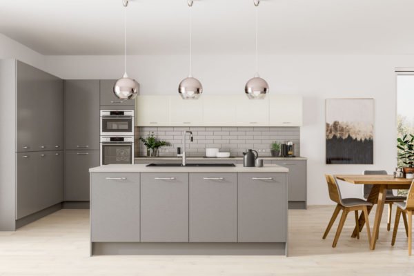 Modern Kitchen - Symphony Plaza two-tone Contemporary kitchen units in Cobble Grey & Porcelain Modern Kitchen - Symphony Plaza two-tone Contemporary kitchen units in Cobble Grey & Porcelain