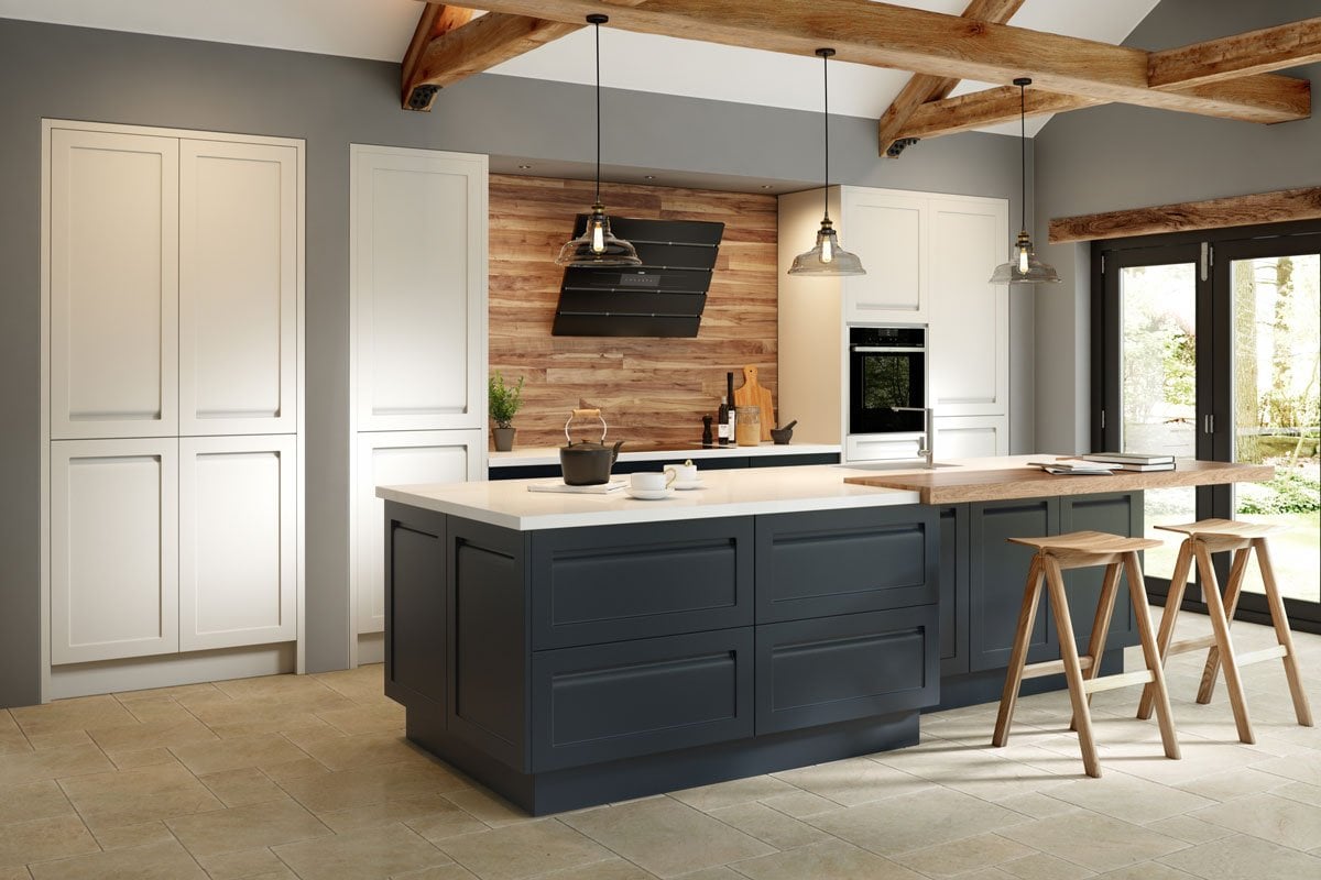 Kitchen Ideas - two tone kitchen from Sheraton Kitchens in Savoy Painted Limestone and Anthracite