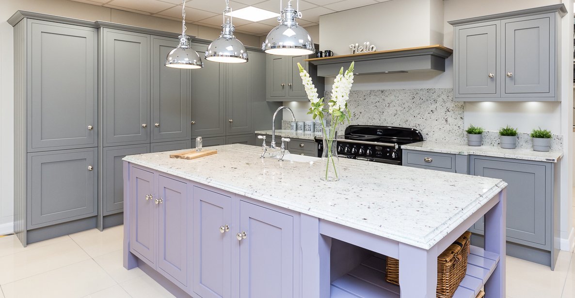 Traditional Kitchen - Shaker Kitchen painted in lilac and sage grey