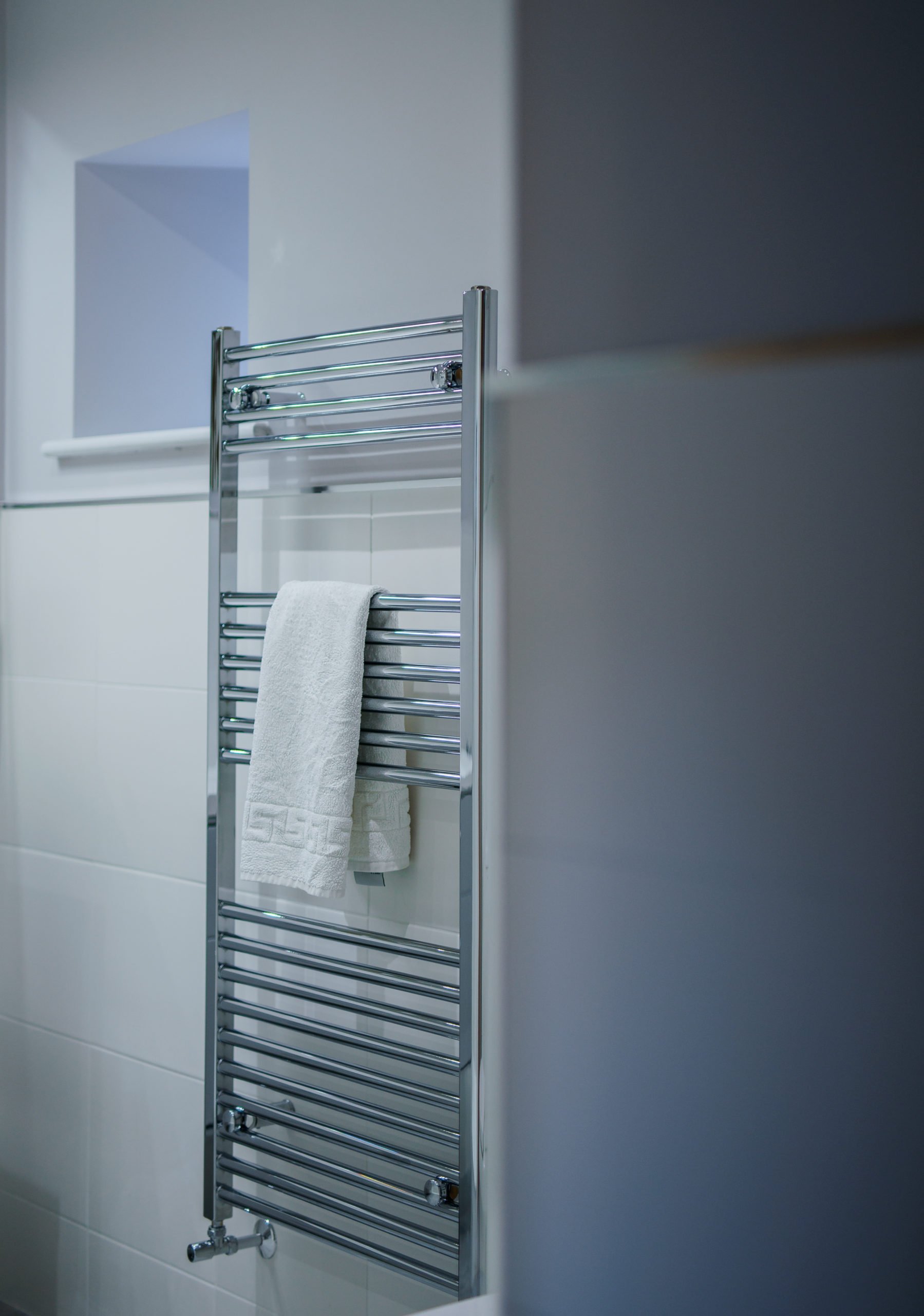 Chrome towel rail-bathroom transformation