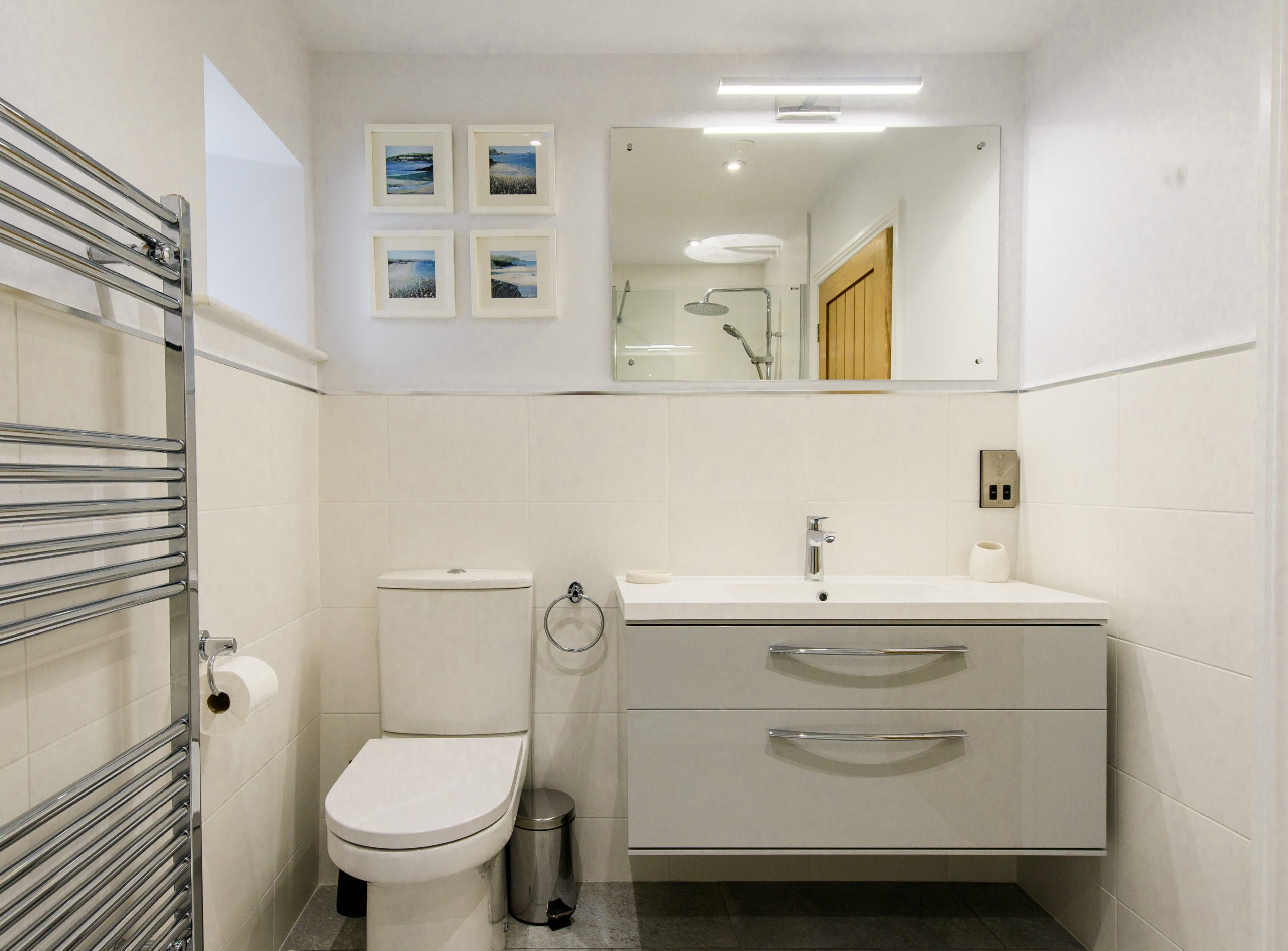 Clean white bathroom refurbishment