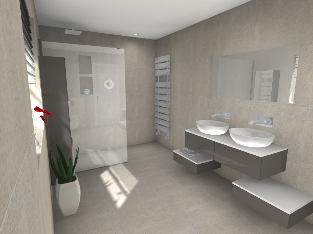 Modern en suite bathroom - 3d design layout