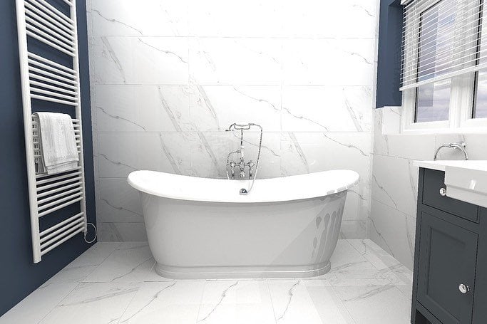 Navy and marble traditional bathroom (2)