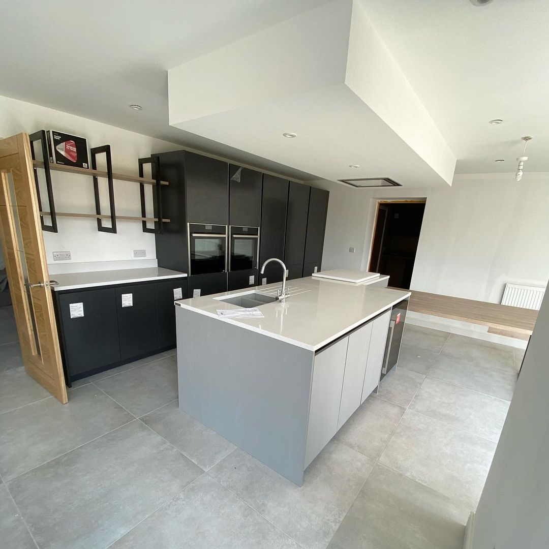 Contemporary kitchen with open shelving