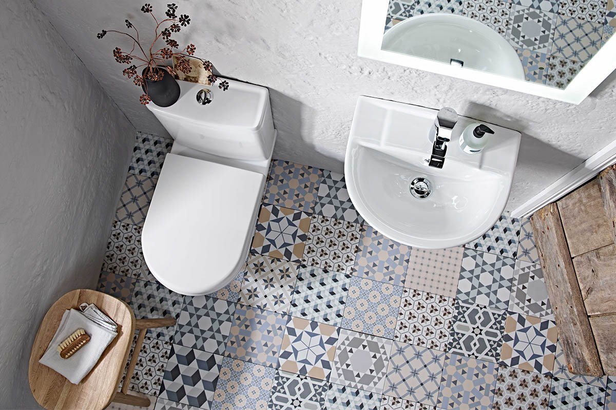 Have fun in a small bathroom with Statement tiles