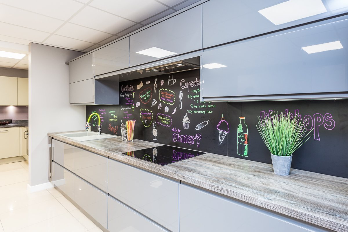 Grey Kitchen with blackboard backsplash in Brigg