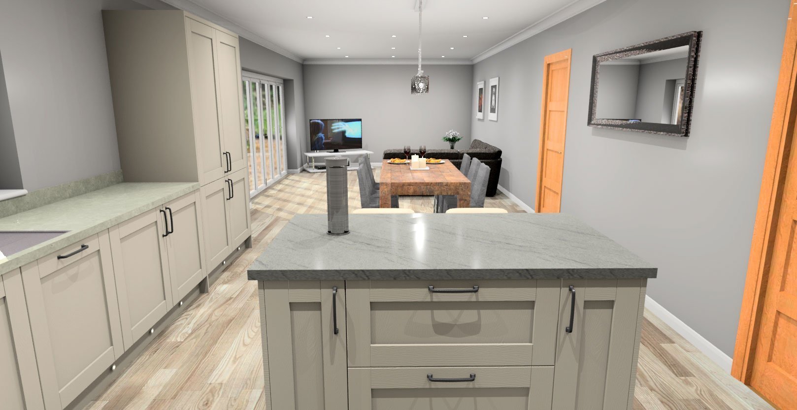 3D digital design of Kitchen Diner Area