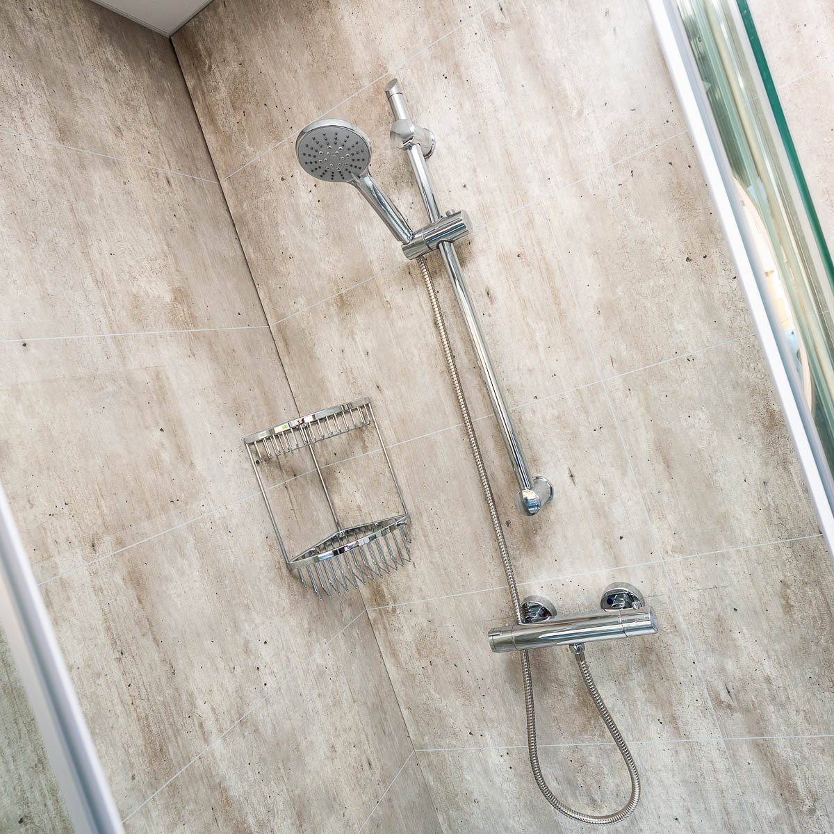 Chrome Shower with modern shower panels