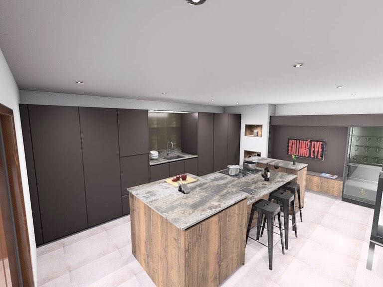 3D render of a rotpunkt kitchen