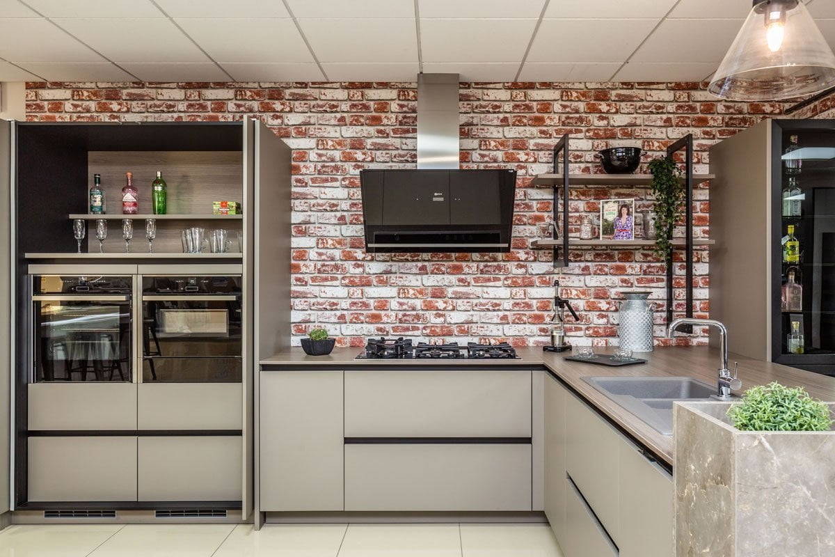Modern Kitchen with Brick Effect from Rotpunkt Kitchens - Lincolnshire Supplier