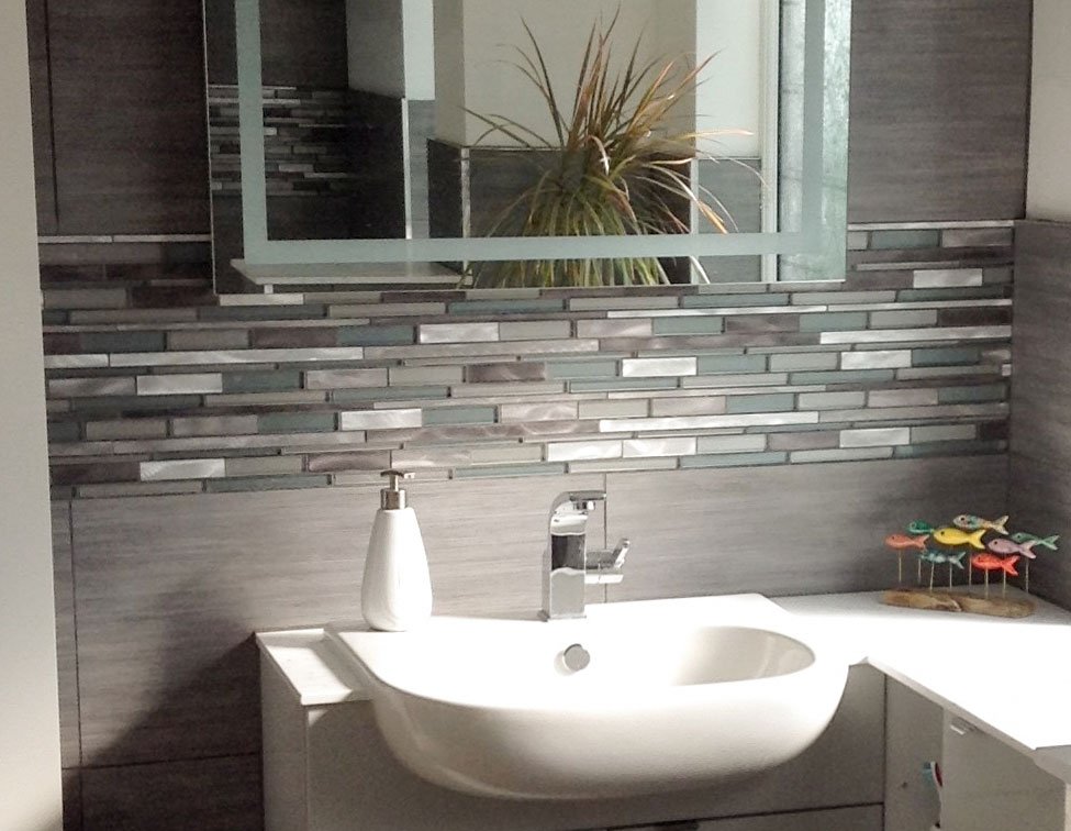 Mosaic Tiles in Grey Bathroom