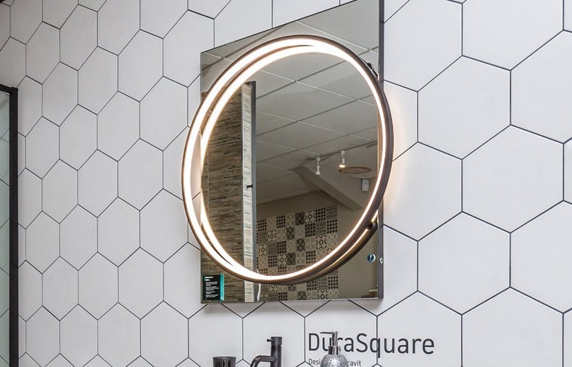 The latest in kitchen & bathroom technologies, such as this heated and illuminated mirror.