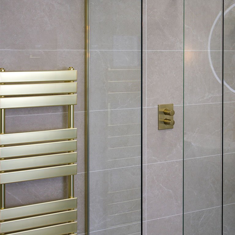 Brushed gold finishes for bathroom luxury