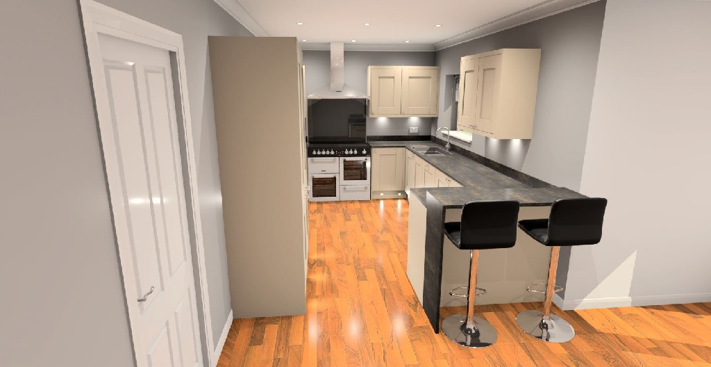 3D design for painted shaker kitchen in Louth