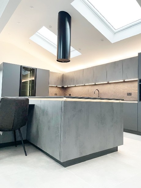 Rotpunkt grey kitchen concrete effect finish