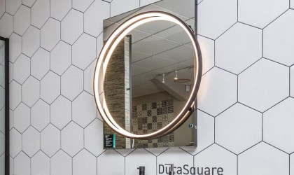 The latest in kitchen & bathroom technologies, such as this heated and illuminated mirror.